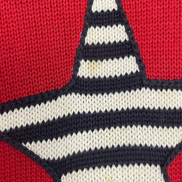 The Quacker Factory Tunic Sweater Women's M Red Patriotic Striped Knit VTG Star - Picture 10 of 10